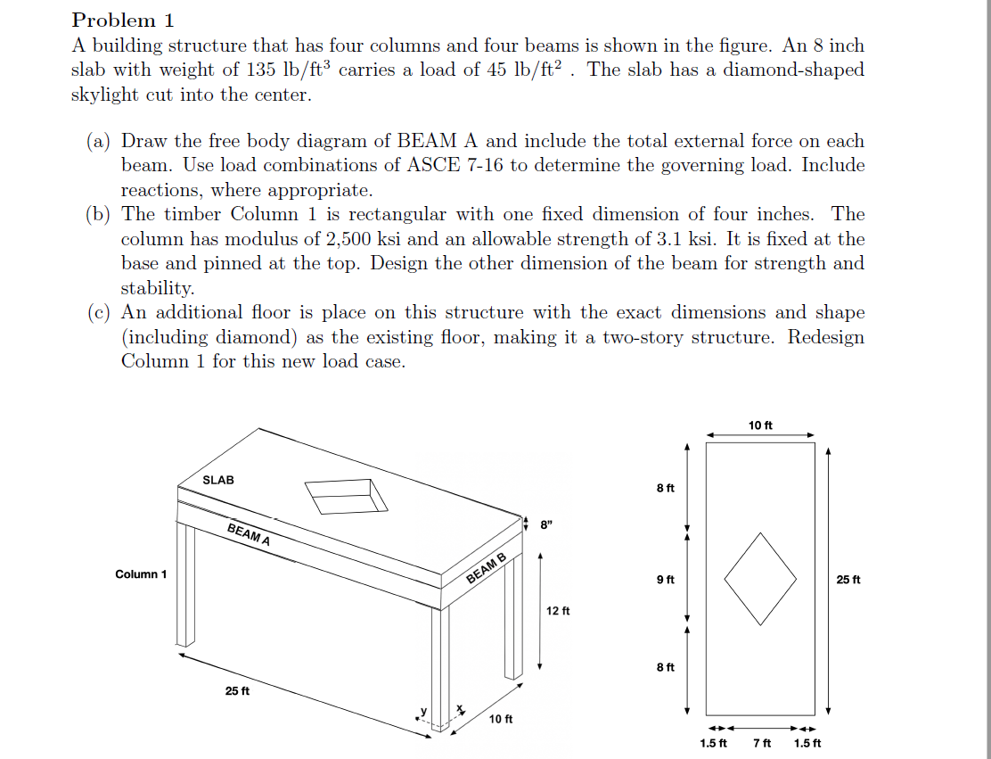 Problem 1 A building structure that has four columns | Chegg.com