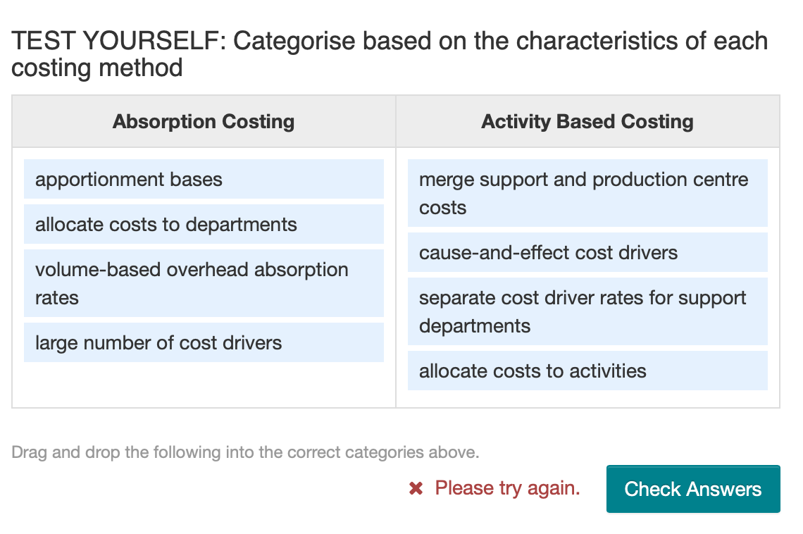 Solved TEST YOURSELF Categorise based on the