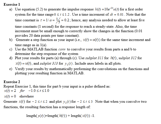 Solved Exercise 1 a) Use equation (5.2) to generate the | Chegg.com