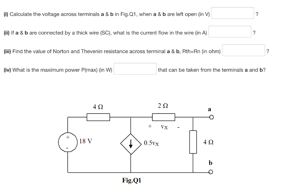 Solved (i) Calculate the voltage across terminals a & b in | Chegg.com