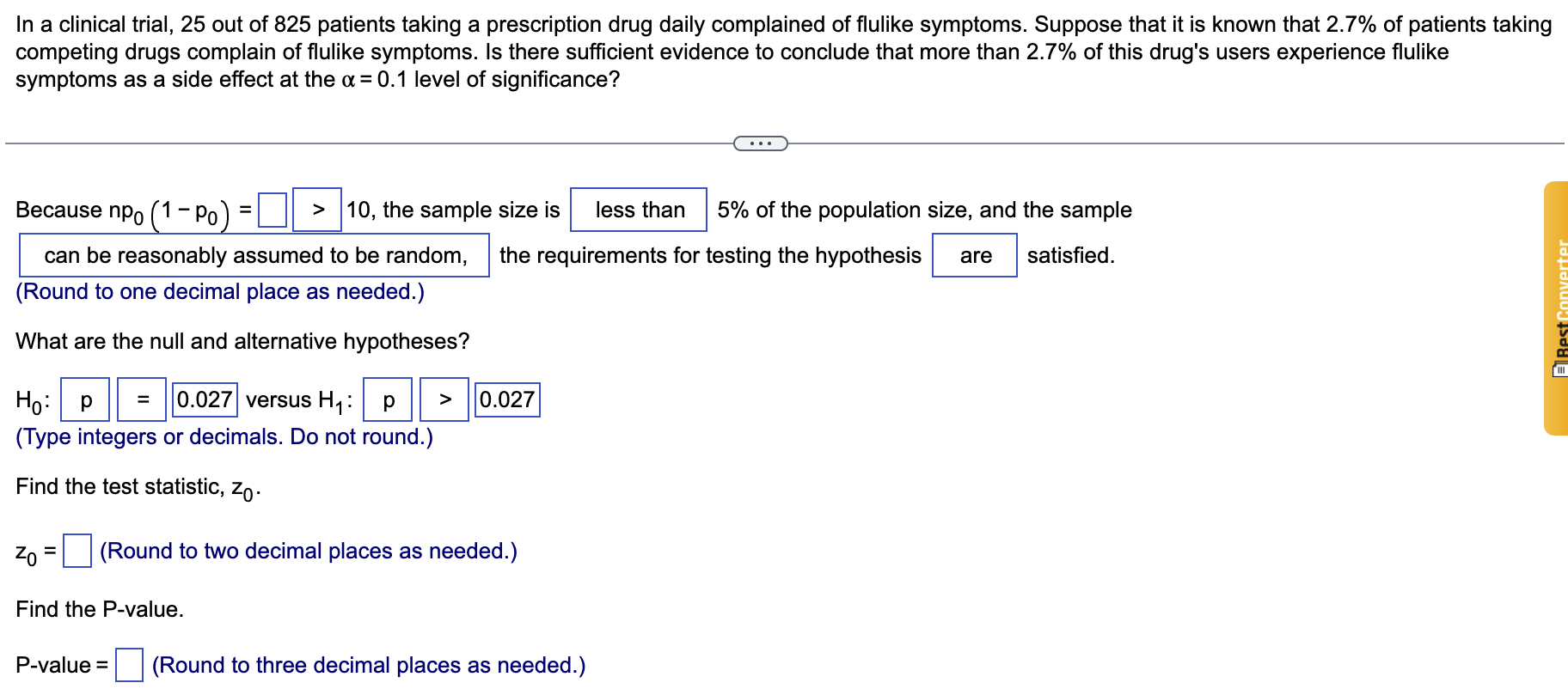 Solved In a clinical trial, 25 out of 825 patients taking a | Chegg.com