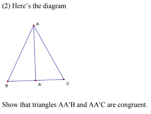 Solved (2) Given an isosceles triangle ABC (assume AB = AC). | Chegg.com