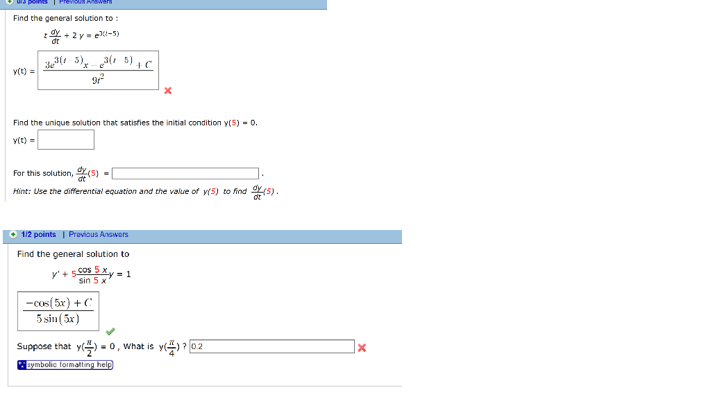 Solved Find The General Solution To T Dy Dt 2 Y