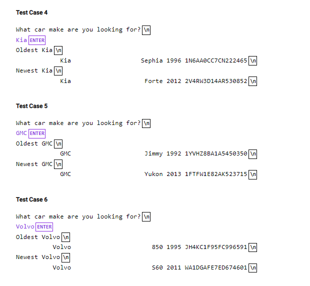 Solved In java. Ask the use for the name of a car maker. | Chegg.com