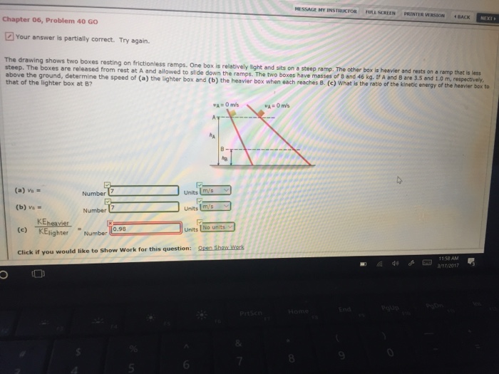 Solved The drawing shows two on frictionless ramps. One box | Chegg.com