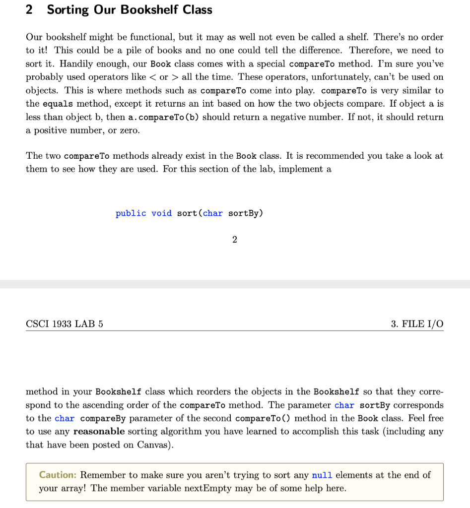 Solved 1 Creating a Bookshelf Class We will store our books | Chegg.com
