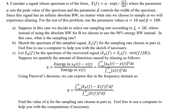 4 Consider A Signal Whose Spectrum Is Of The Form Chegg Com