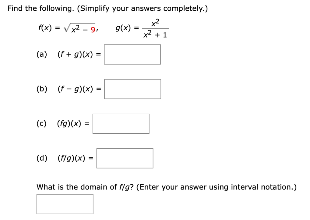 Solved Find the following. (Simplify your answers | Chegg.com