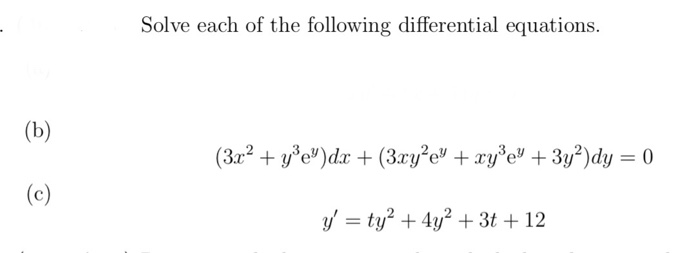 Solved Solve Each Of The Following Differential Equations. | Chegg.com