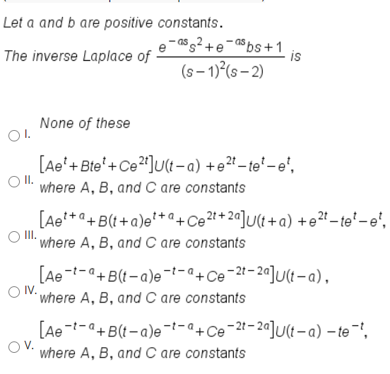 As Let A And B Are Positive Constants S 2 E Abs 1 Chegg Com