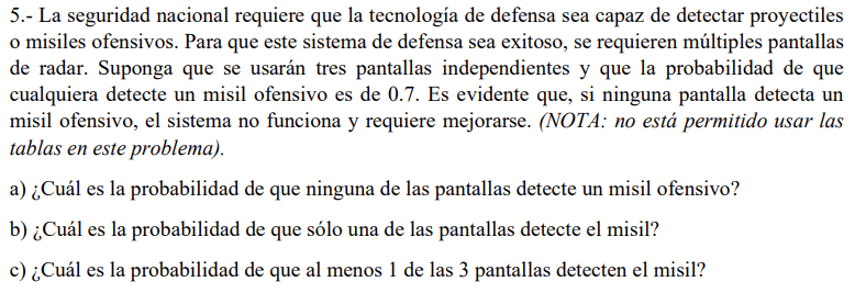 5.- La seguridad nacional requiere que la tecnología de defensa sea capaz de detectar proyectiles o misiles ofensivos. Para q