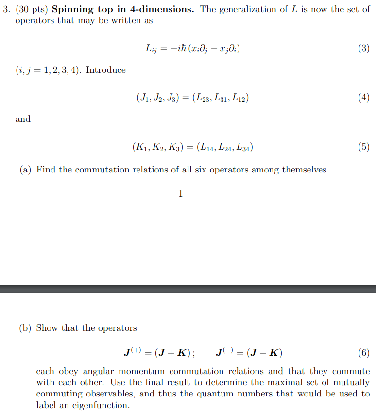Solved 3 30 Pts Spinning Top In 4 Dimensions The Gene Chegg Com