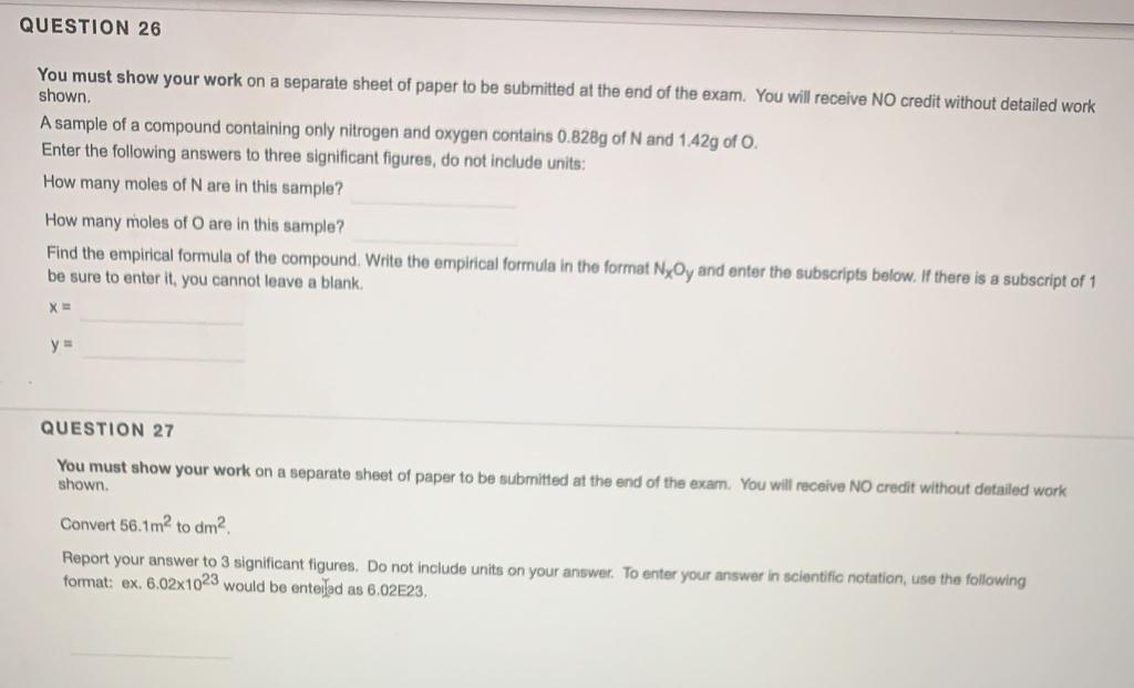 Solved QUESTION 26 You must show your work on a separate | Chegg.com