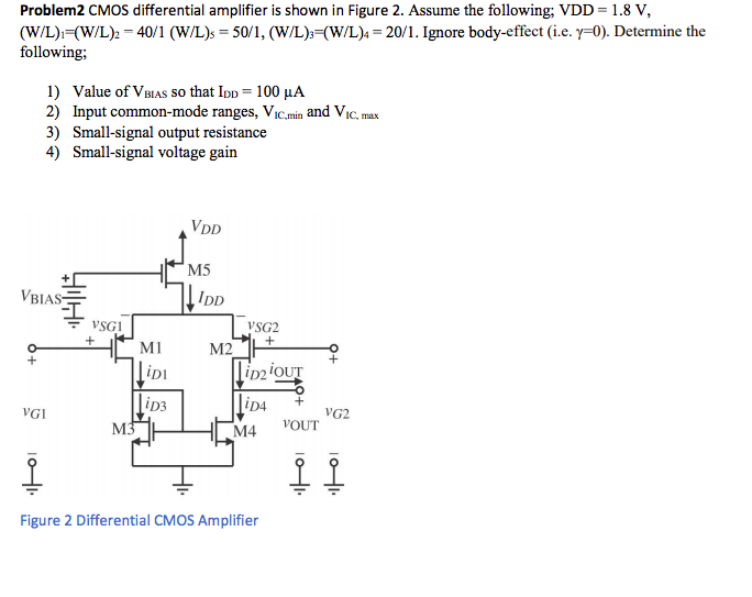 Solved Problem2 CMOS Differential Amplifier Is Shown In | Chegg.com