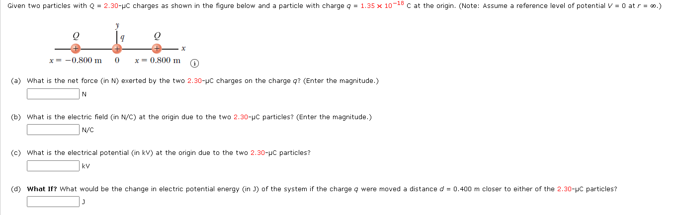Solved Given Two Particles With Q 2 30 Pc Charges As Sh Chegg Com