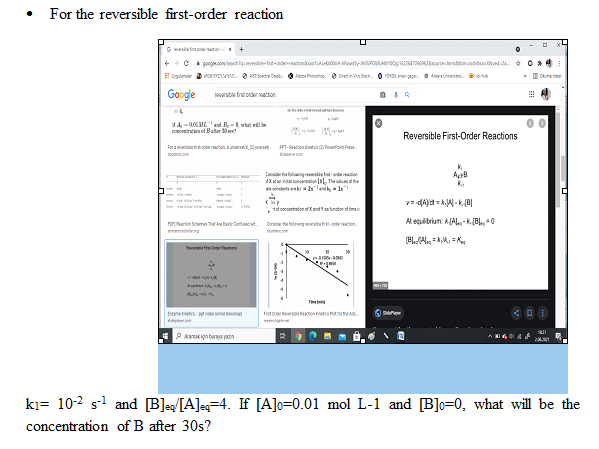 Solved • For The Reversible First-order Reaction | Chegg.com