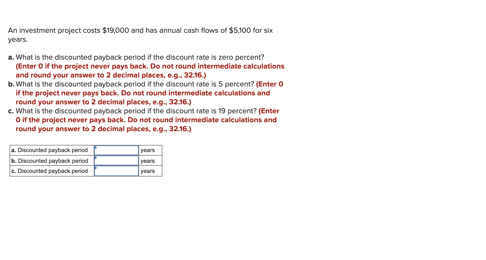 Solved An investment project costs $19,000 and has annual | Chegg.com