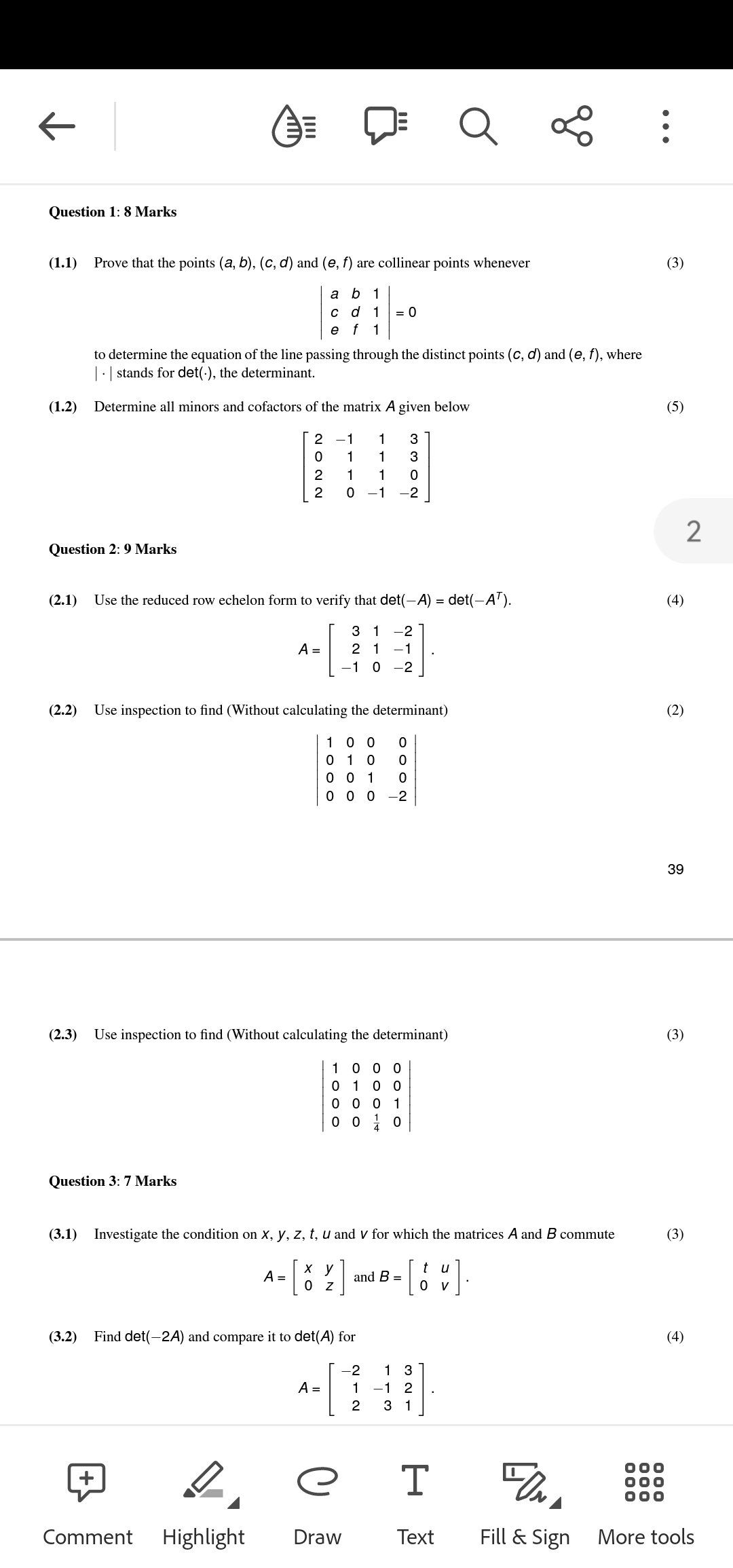 Solved (1.1) Prove That The Points (a,b),(c,d) And (e,f) Are | Chegg.com