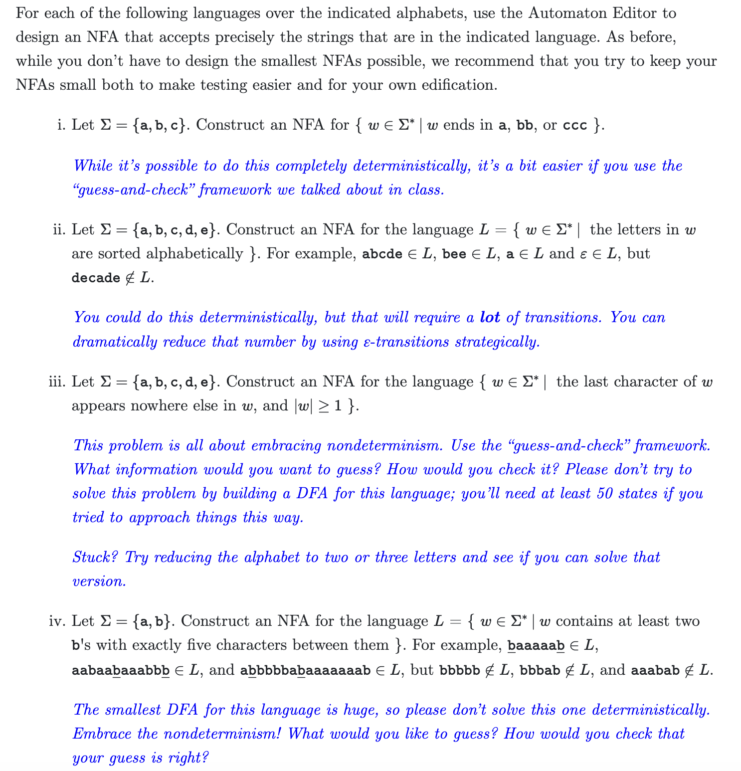 Solved For each of the following languages over the | Chegg.com