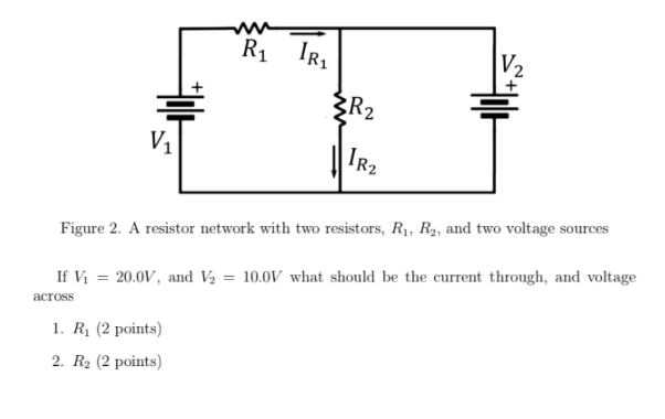 Solved R1 IR V2 {R2 V1 | IR2 Figure 2. A Resistor Network | Chegg.com