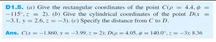 Solved D1.5. (a) Give the rectangular coordinates of the | Chegg.com