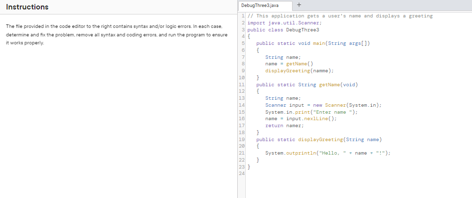 Solved The file provided in the code editor to the right | Chegg.com