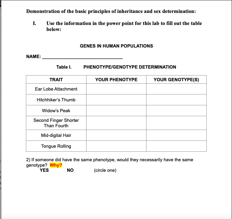 Solved Lab Topic: Genetics Introduction: Have you ever | Chegg.com