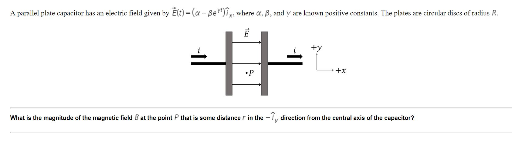 Solved A parallel plate capacitor has an electric field | Chegg.com