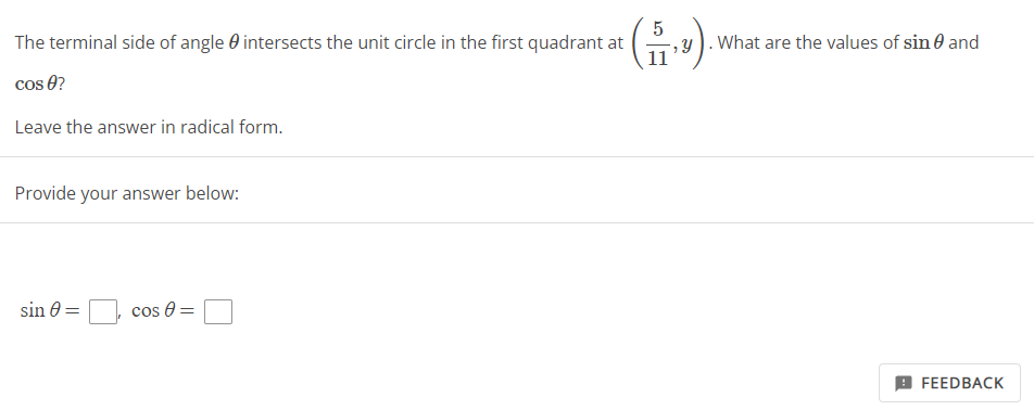 Solved The terminal side of angle θ intersects the unit | Chegg.com
