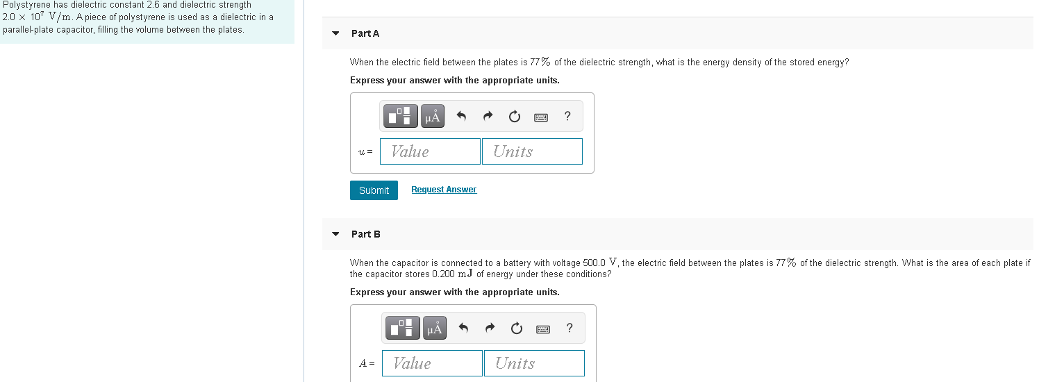 Solved Polystyrene has dielectric constant 2.6 and | Chegg.com