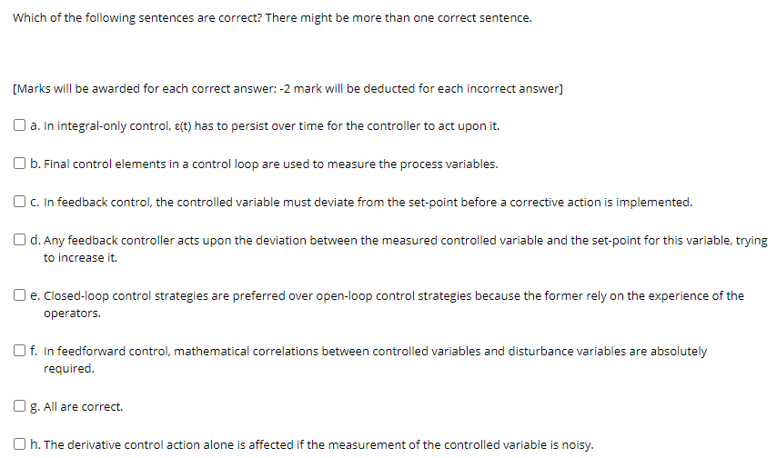 Solved Which Of The Following Sentences Are Correct There Chegg Com