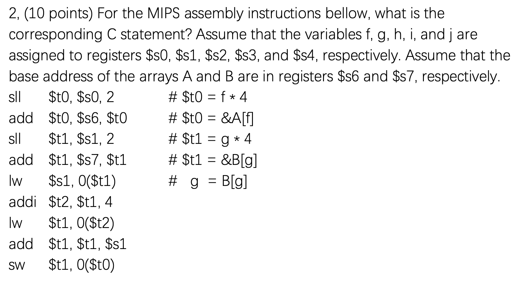Solved 2, (10 points) For the MIPS assembly instructions | Chegg.com