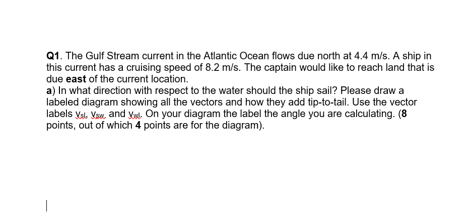 Solved Q1. The Gulf Stream current in the Atlantic Ocean 