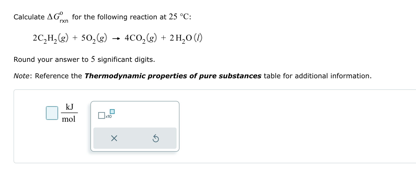 Solved Calculate ΔGrxno for the following reaction at 25°C | Chegg.com