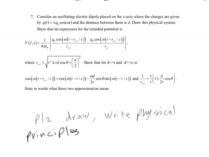 Solved 7. Consider an oscillating electric dipole placed on | Chegg.com