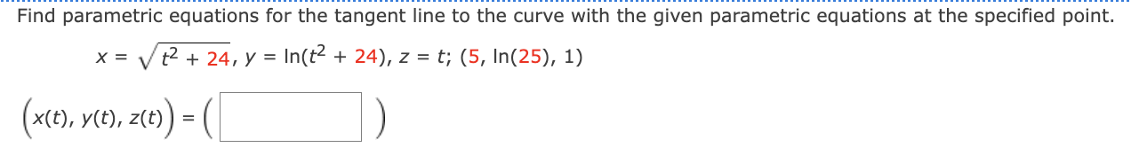 how to find parametric equations of tangent line to curve