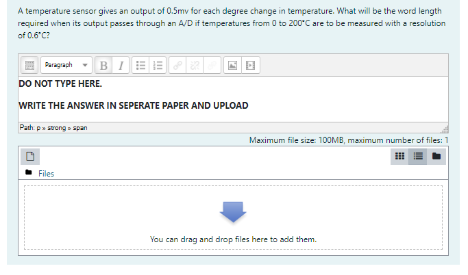 Solved A temperature sensor gives an output of 0.5mv for | Chegg.com