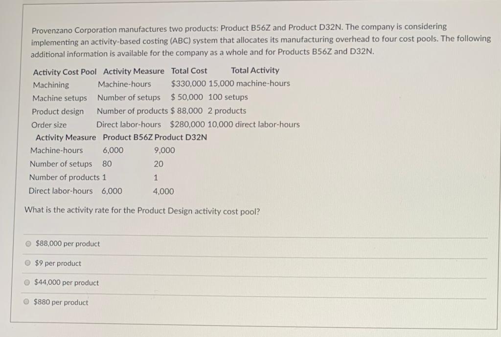 solved-provenzano-corporation-manufactures-two-products-chegg