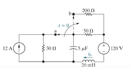 Solved The switch in the circuit in Fig. P13.16 has been in | Chegg.com