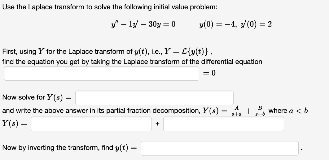 Solved Use the Laplace transform to solve the following | Chegg.com