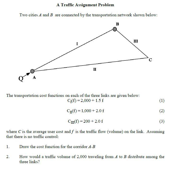 traffic assignment problem