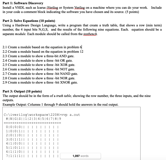 Part 1: Software Discovery Install a VHDL such as | Chegg.com
