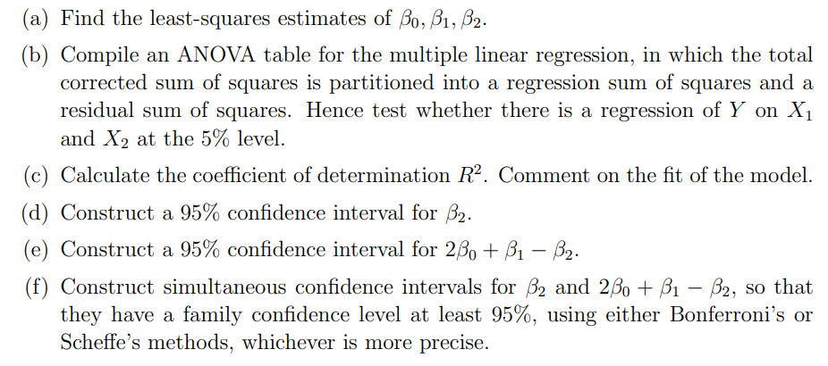 Solved Consider The Multiple Linear Regression Model Y; = Bo | Chegg.com