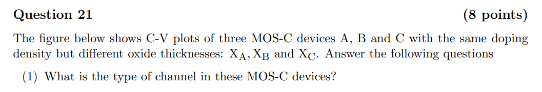 Solved Question 21 (8 points) The figure below shows C−V | Chegg.com