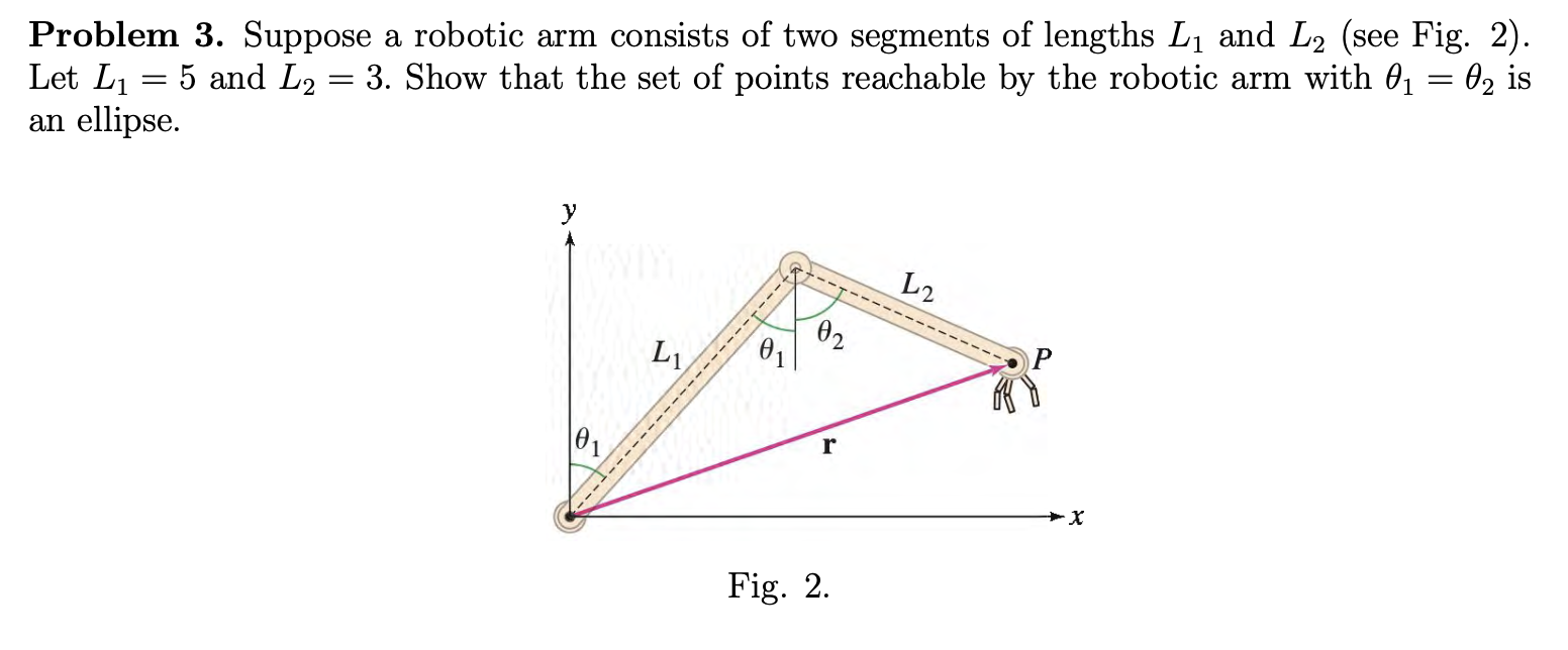 Problem 3. Suppose a robotic arm consists of two | Chegg.com