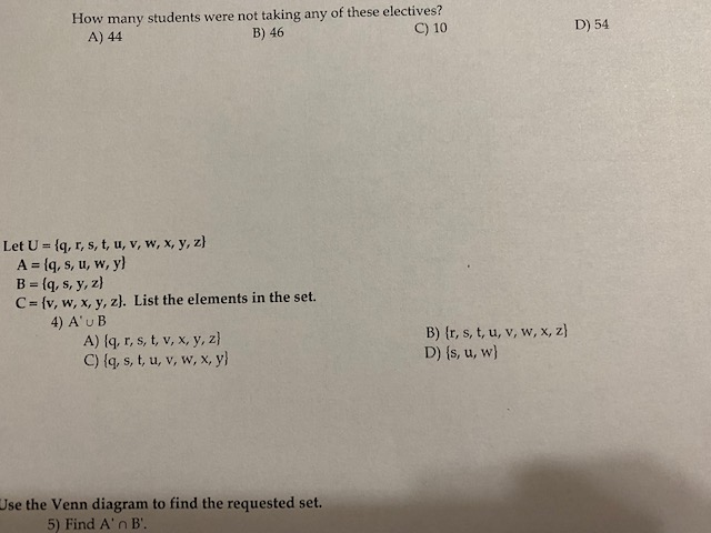 Solved How Many Students Were Not Taking Any Of These Ele Chegg Com