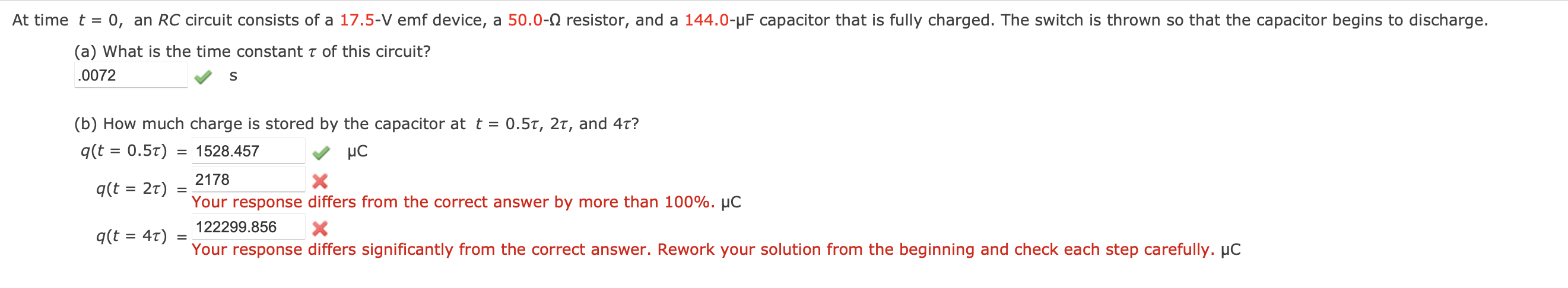 Solved (a) What is the time constant \\( \\tau \\) of this | Chegg.com