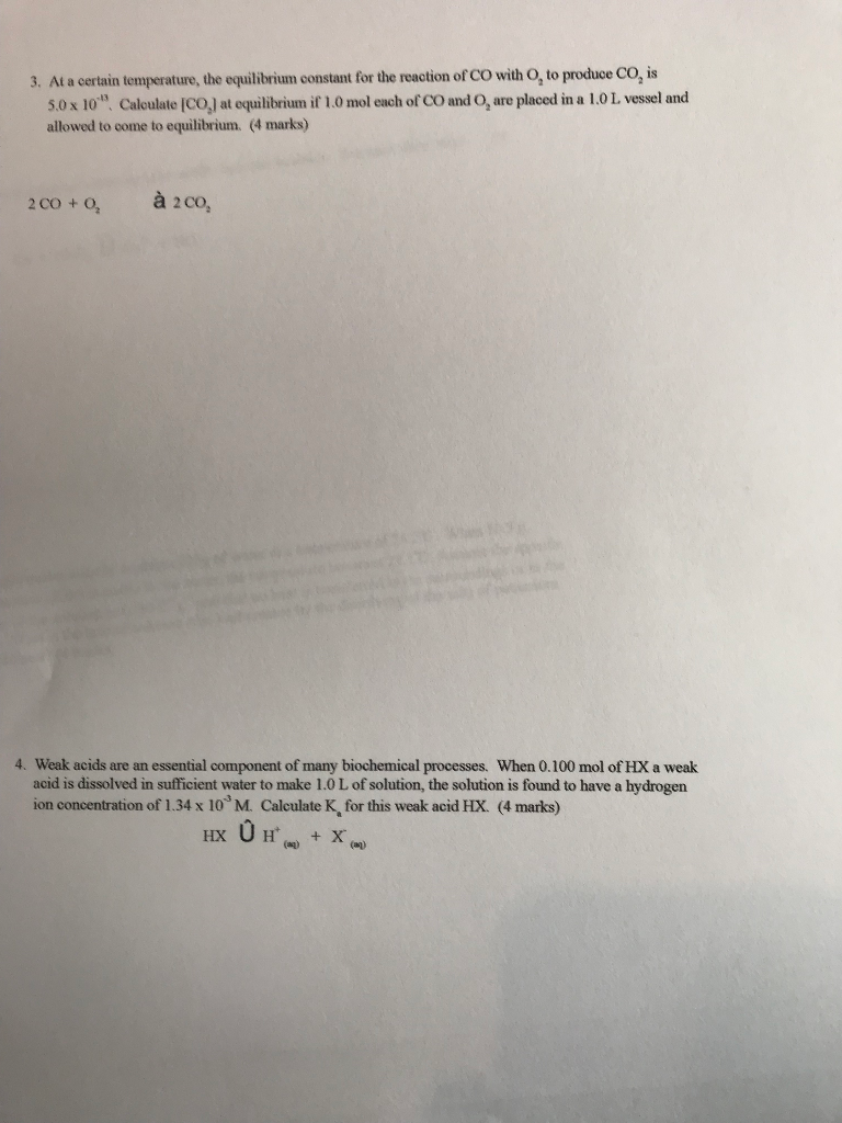 Solved 3 At A Certain Temperature The Equilibrium Const Chegg Com