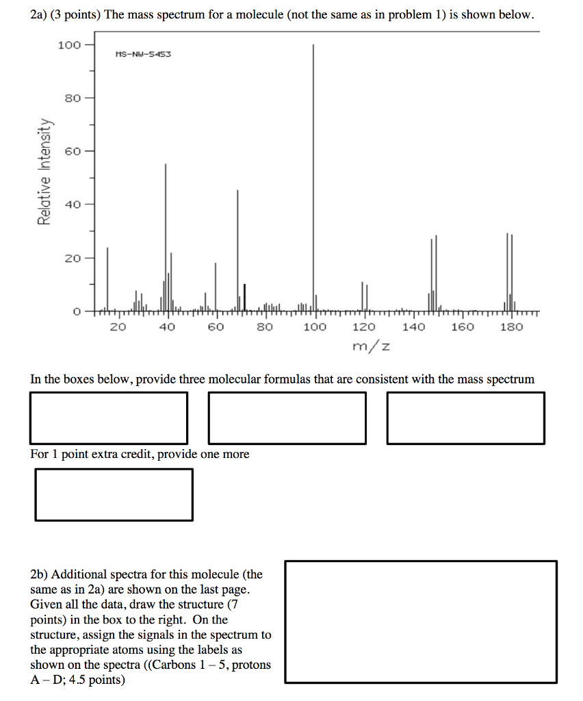 Solved 2a) (3 points) The mass spectrum for a molecule (not | Chegg.com