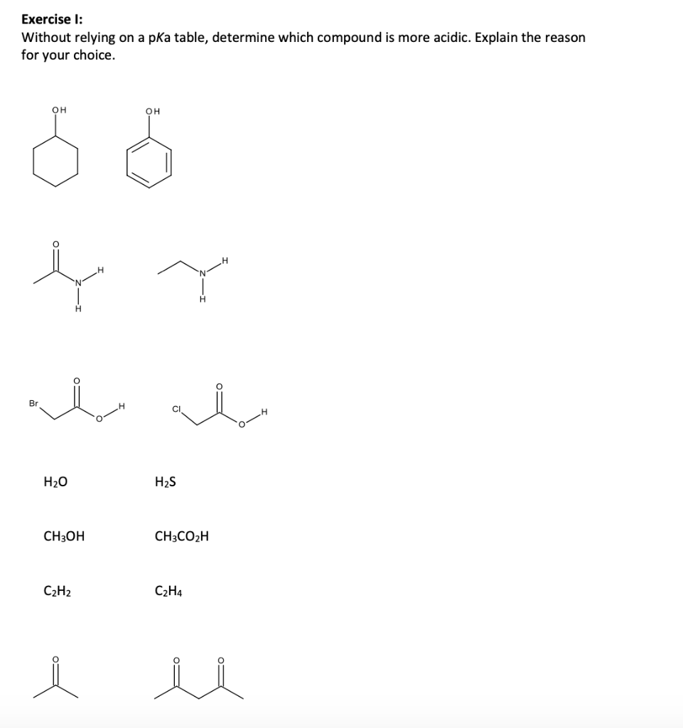 Solved Exercise 1 Without relying on a pka table determine